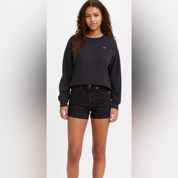 Levi’s Black High Rise Hypersoft Cutoff Frayed Denim Shorts NWT Size 27 - Picture 3 of 12